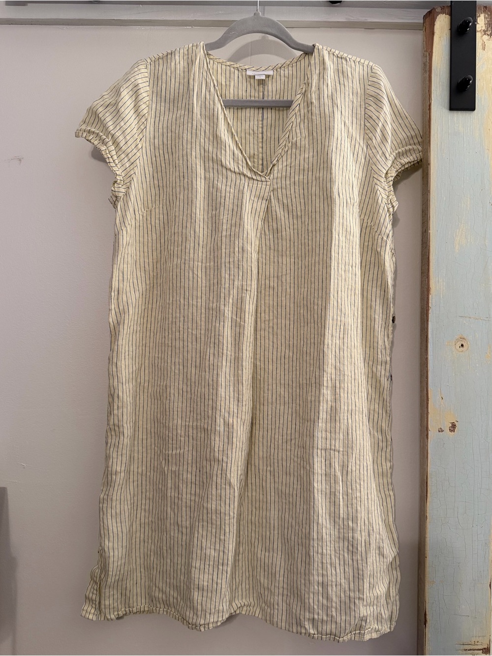 J. Jill Side-Button Linen V-Neck Dress